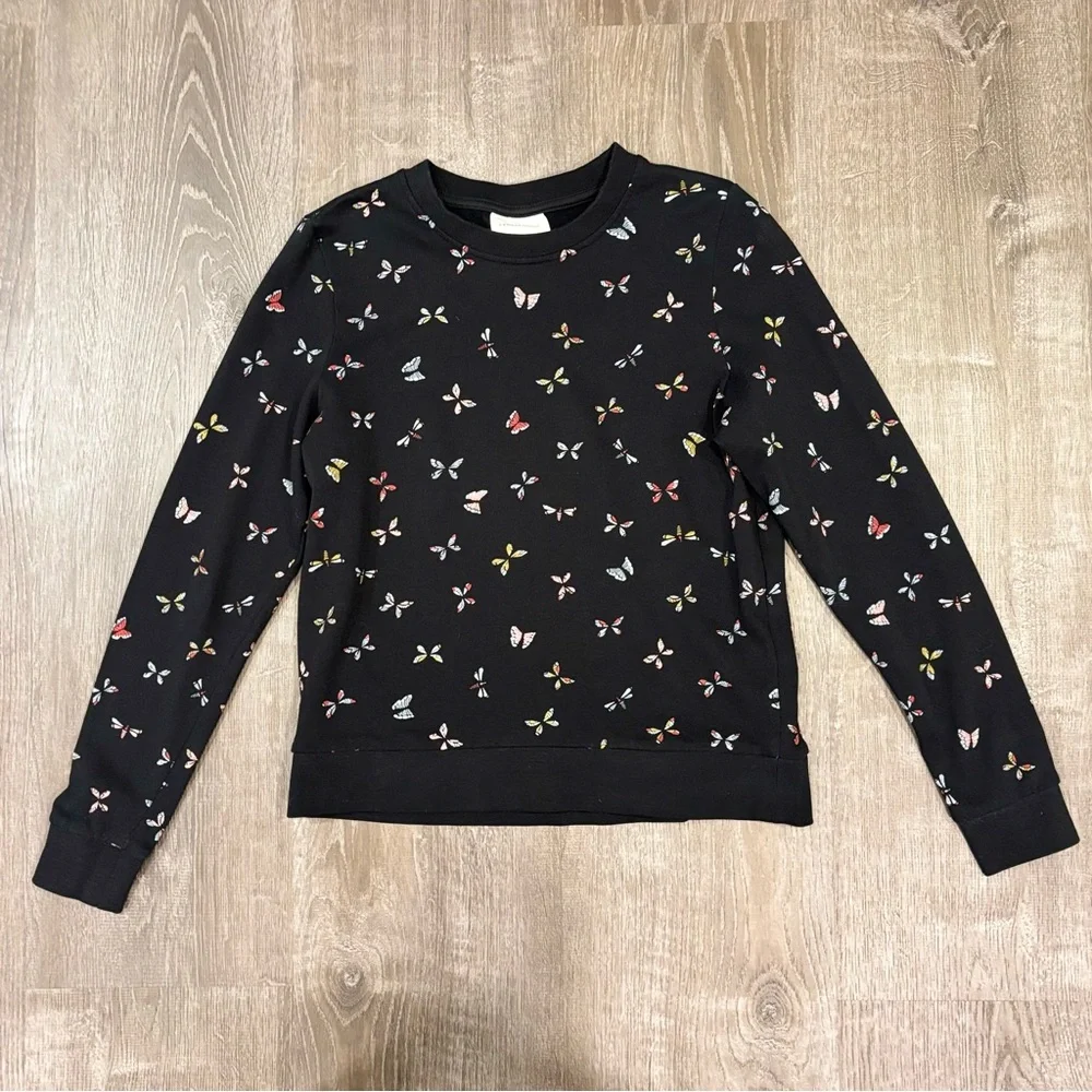 ARMEDANGELS Black Butterfly Crewneck Sweatshirt Small